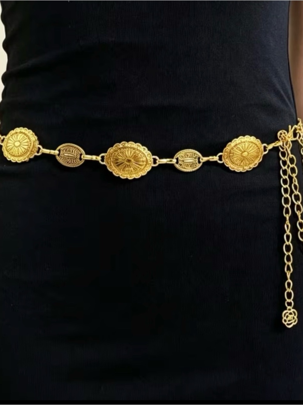Gold Medallion Chain Waist Belt - Gold Color